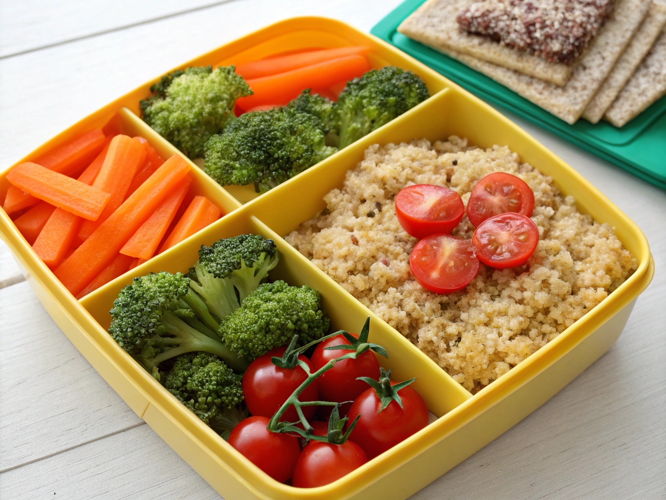 Näringsrik lunchlåda med quinoa och grönsaker